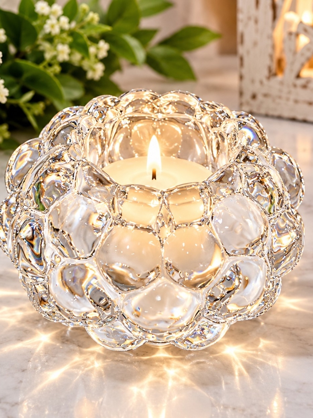 VINTAGE Kosta Boda Large Snowball Crystal Votive Candle Holder Ann Warff Sweden
